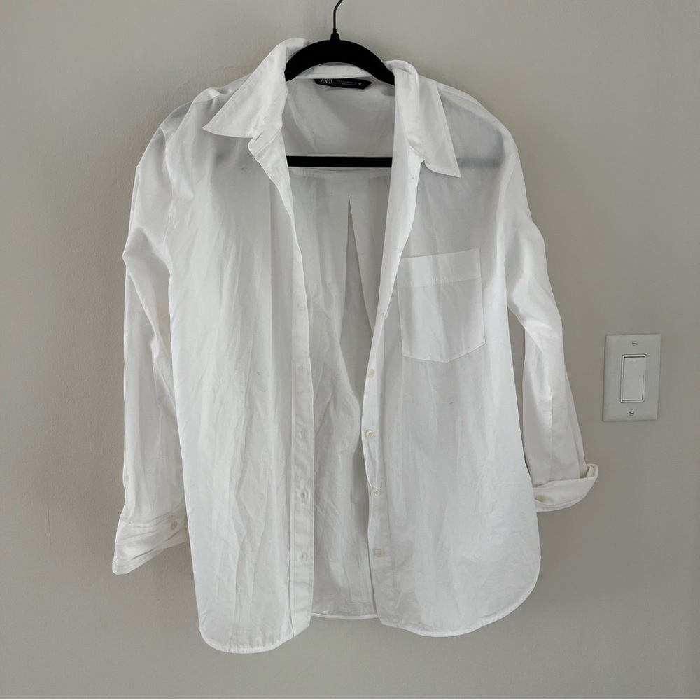 Zara White Button-Down Shirt